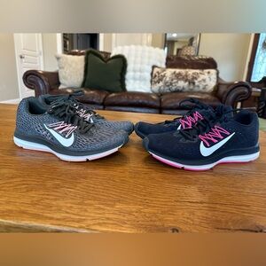 Nike Women's Athletic Shoes - Black and Gray with Pink Accents